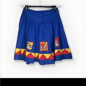 Vibrant Disney Mickey Mouse & Donald Duck  Mexican Themed Skirt. R,B &Y With Tag